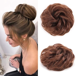 100% Brazilian Human Hair Messy Bun Chignon Extensions Scrunchy Updo Soft and Comfortable to wear Has long life Choice of colors at checkout