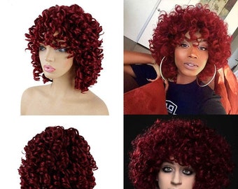 small red afro wig