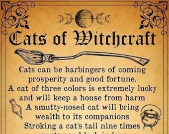 Cats of Witchcraft Art: Wiccan Black Cat Printable (Digital Download)