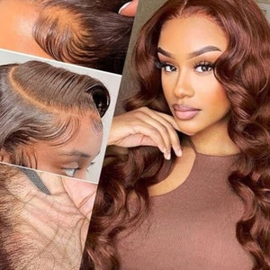 Chocolate Brown Body Wave HD Lace Front Human Hair Wig