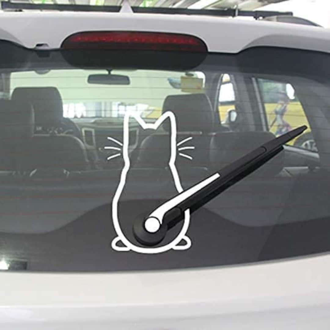Gatto Tergicristallo Adesivo, 2 pezzi Adesivo per tergicristallo con gatti, riflettente, divertente cartone animato, gattino, coda, auto