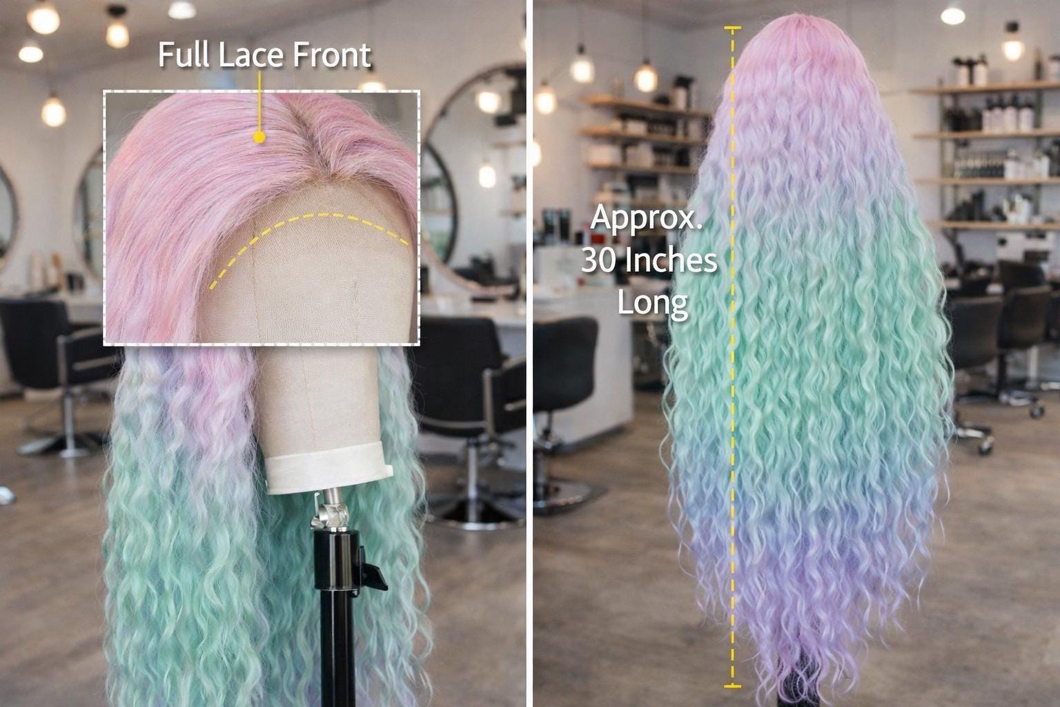 ? UNICORN COLLECTION 24” Ombré pastel lace-front Amazon.com : Onedor Long Curly Multi-Color Pastel Colorful  main image 4