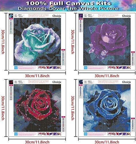Kit Complet Diamond Painting Fleur Rose 5D - Toile 30x40cm, Strass à Coller, Art DIY Décoration Murale