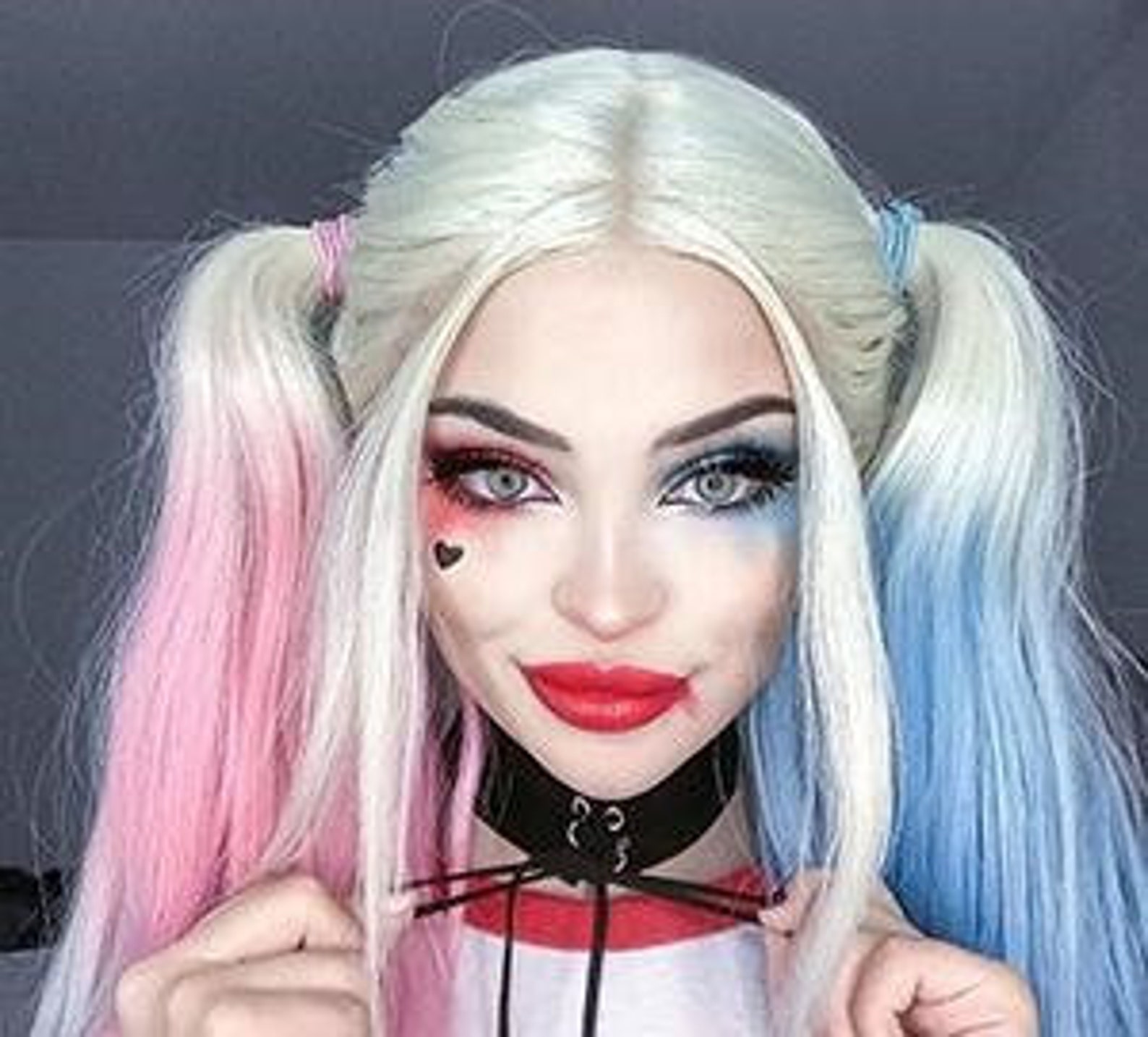 Harley Quinn Cosplay Wigs Colorful Wigs Wavy Long Pink Blue Etsy