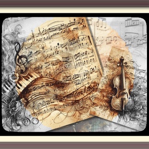 Spartiti musicali vintage, stampe nostalgiche, carta digitale, effimeri, mini album Cottagecore, libro di pozioni, album di ritagli, diario spazzatura con stampa minimalista