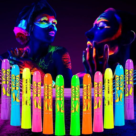 Neon UV Glow Face Paint Crayons: 6-color Set for Parties - Etsy