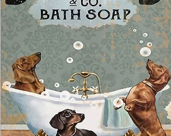 Dachshund & Co. Bath Soap Wash Your Wiener | Cut Out Design | Resizable Printable PNG, PDF, JPG | Instant Digital File Download