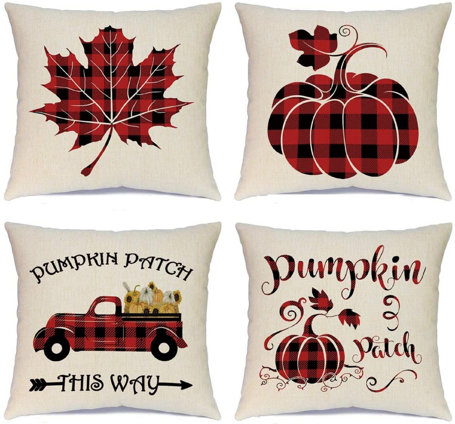 Fall Throw Pillow Covers Buffalo Check Plaid Farmhouse Pumpkin Etsy