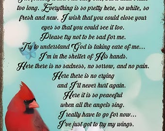 Sympathy Poem Canvas Art: "I Made It Home" Memorial Decor (Unframed)
