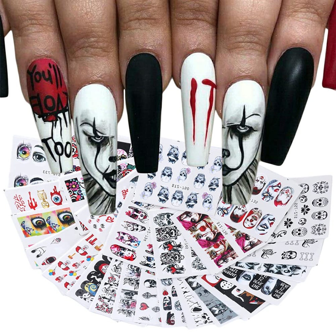  Halloween Nail Foil Transfer Stickers Day of The Dead Nail Foils  Pumpkin Spider Skull Ghost Witch Nail Decals for Halloween Party Supplies  Manicure Tips Wraps Acrylic Nails Decorations Designs 10 PCS 