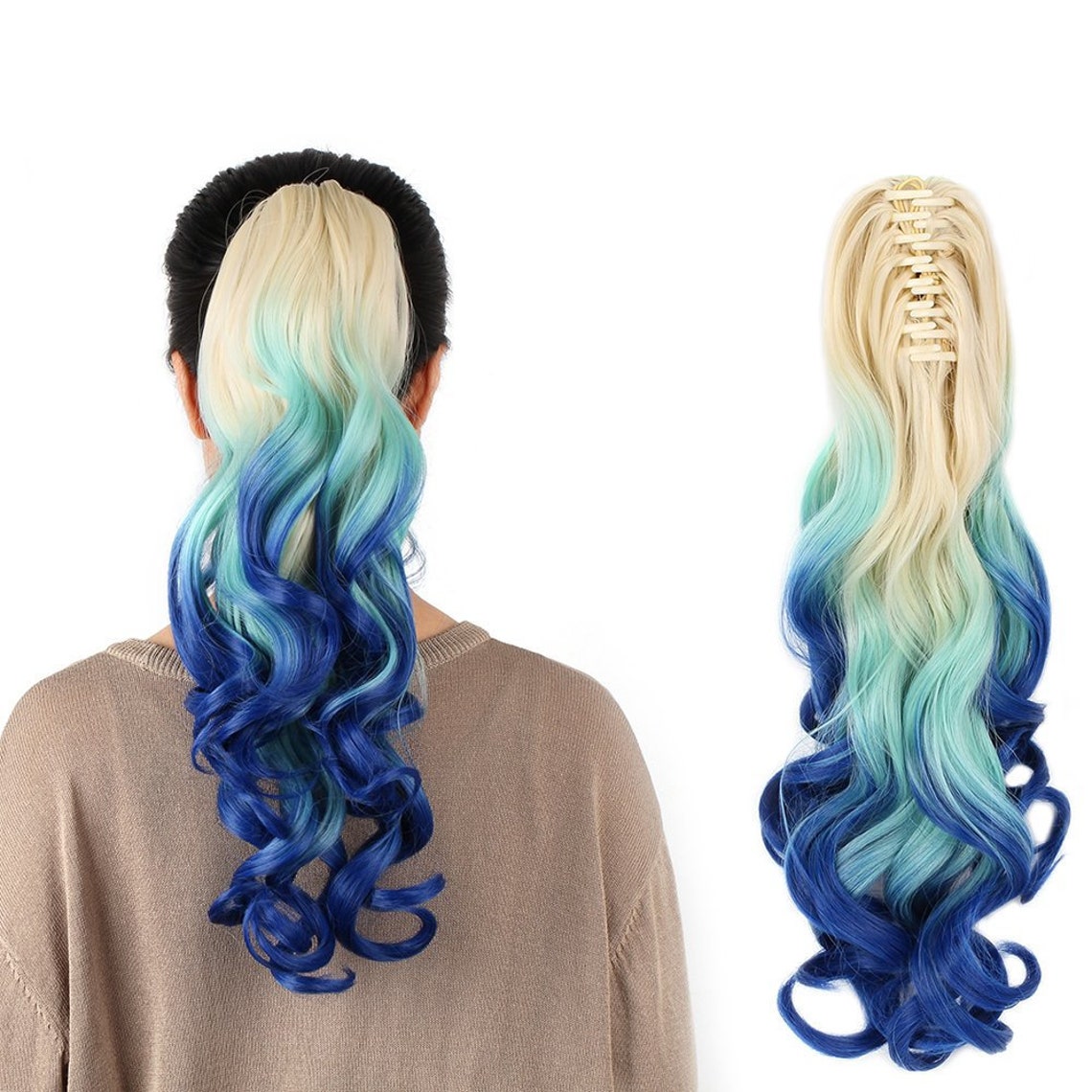 Trois couleurs synth tique boucle queue de cheval cheveux Trois couleurs synth tique boucle queue de cheval cheveux
