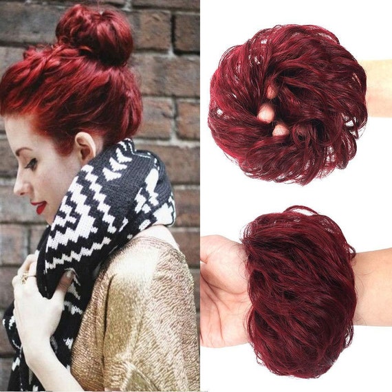 MORICA Messy Bun Hair Piece Wavy Curly Large Pale Ash Blonde Hair Bun Scrunchies Extensions Synthetic Tousled Updo Hairpieces for Women Girls