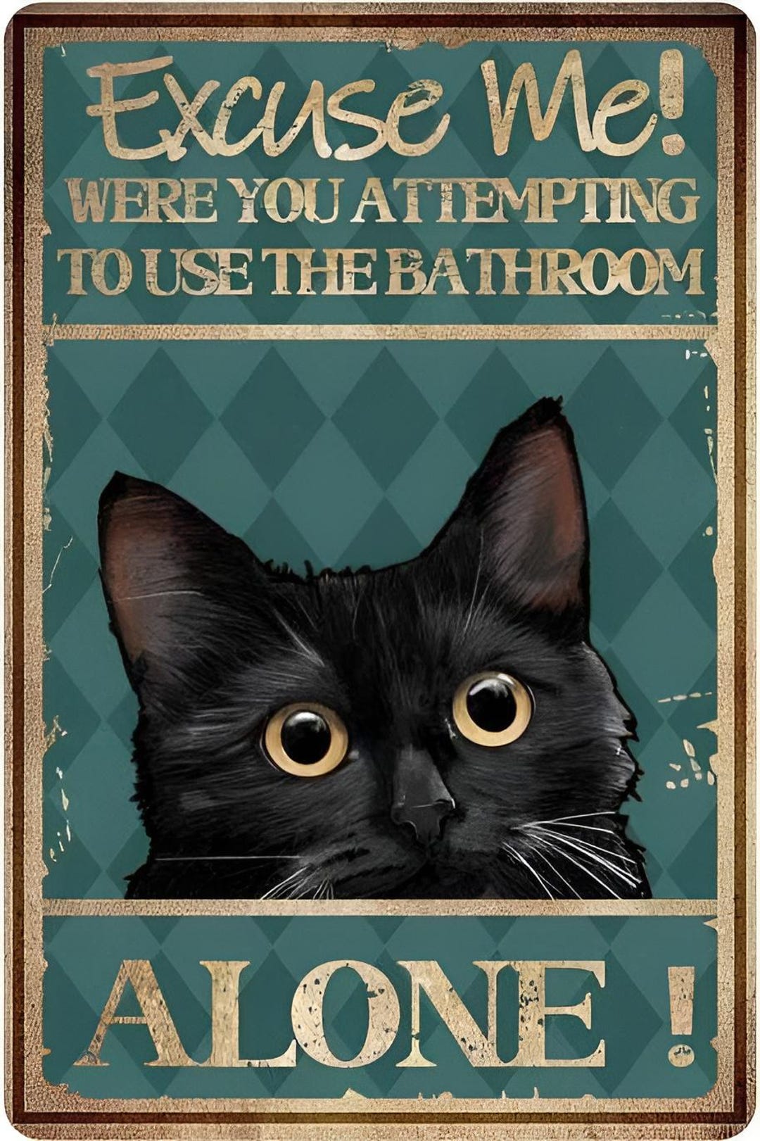 Wash Your Paws Black Cat Bathroom Sign: Rustic Vintage Style Metal ...