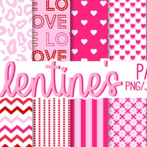 Ensemble rétro imprimable de papier numérique pour la Saint-Valentin | Fonctionne sur du papier pour imprimante ou du papier cartonné | Bricolage cartes, emballage cadeau, scrapbooking