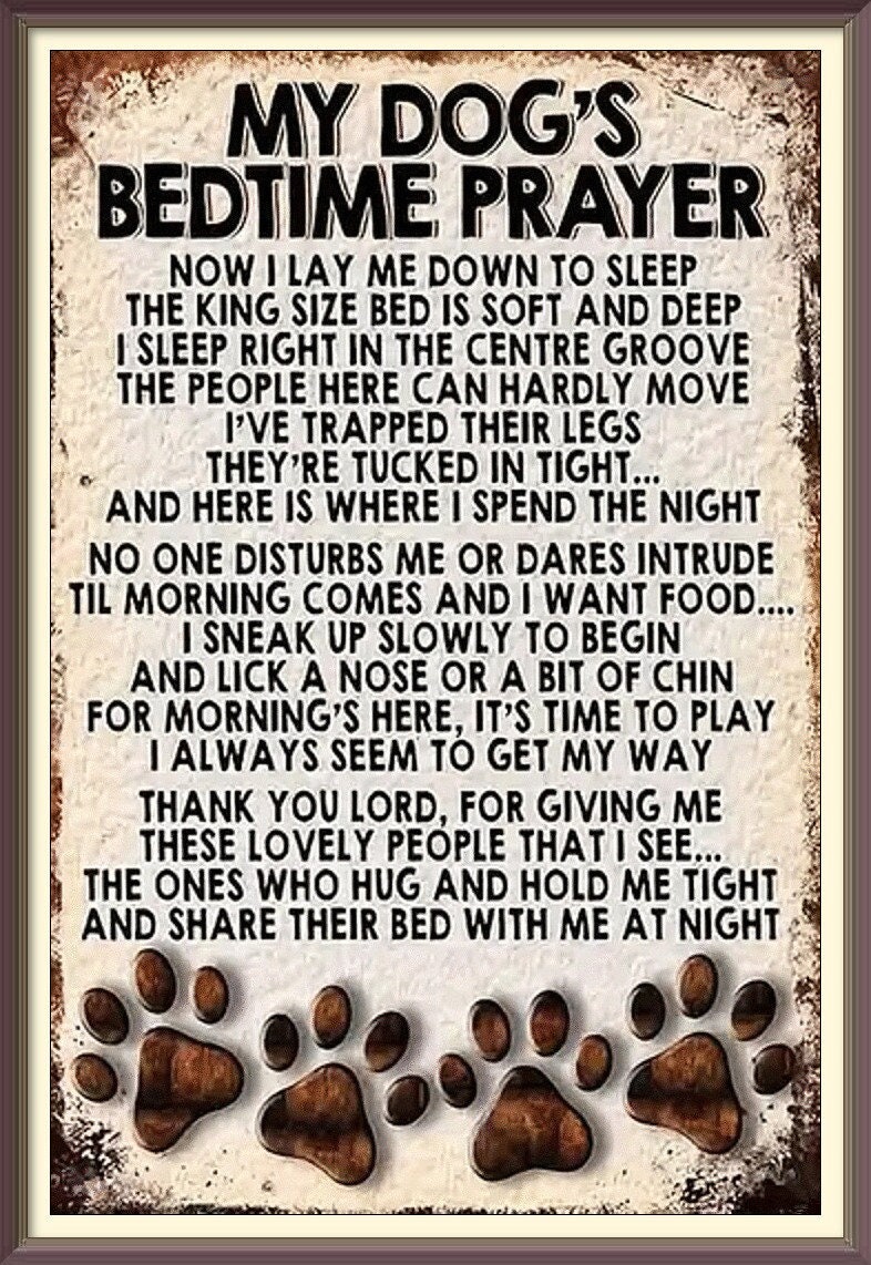 Dog Bedtime Prayer Sign: Vintage Style Pet Lover Home Decor