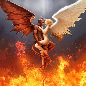 Fantastic Evil and Holy Diamond Painting Kit Wall Decorations Devil and Angel full drill embroidery vivid rhinestone canvas painting