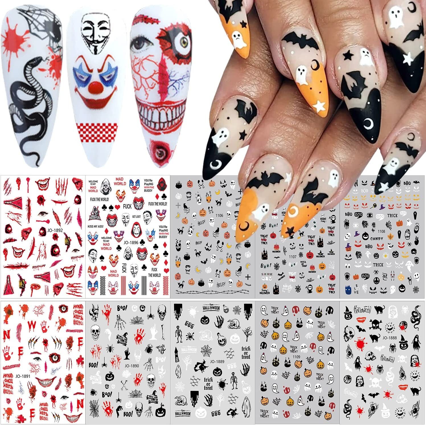 ♡ハロウィン♡3Dネイルシール♡ Halloween Nail Art Stickers: 3D Horror Zombie, Skull, Spider (10