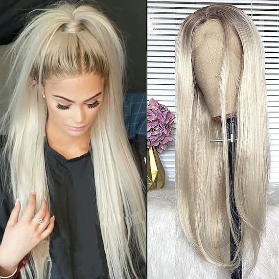 Synthetic lace front 2025 wig ombre blonde