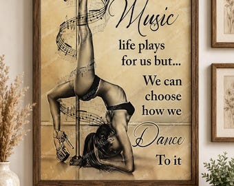 Inspirational Dance Quote Wall Art Print, Vintage Music Dance Decor, Pole Dance Motivation Poster, Inspirational Digital Download PNG