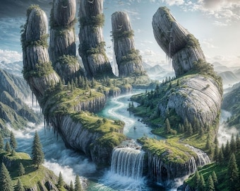 Waterfall Hand 5D Diamond Painting Kit: AI Enhanced DIY Wall Decor