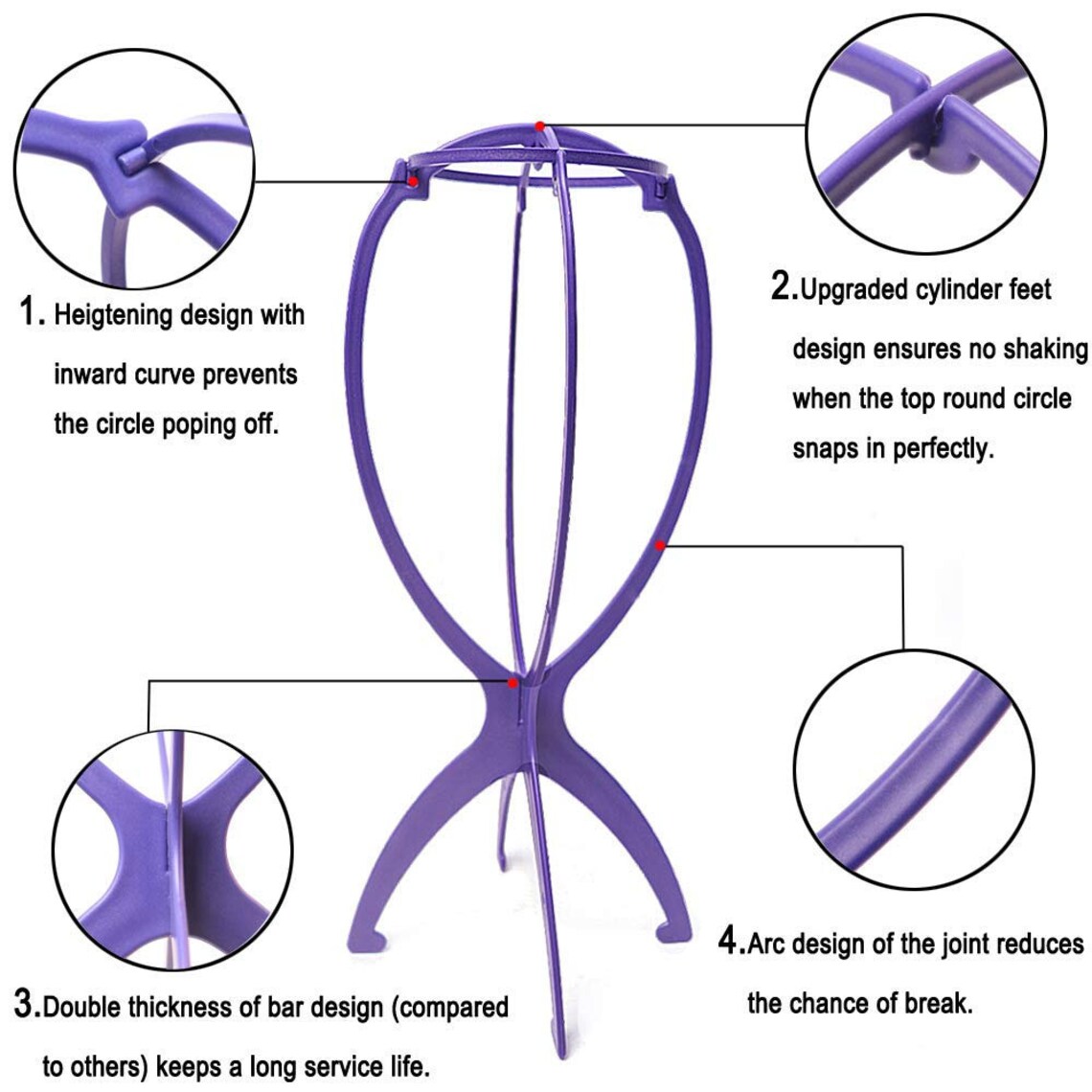 Wig Stands Set of 3 Portable Wig Stand Collapsible Wig Etsy