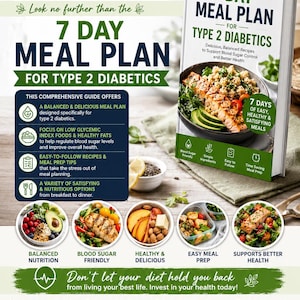 7 Day Meal Plan for Type 2 Diabetes: Simple Recipes (Digital Download)