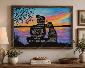 Dog Lover Sunset Quote Art, Emotional Companion Memorial Decor (Digital Download)