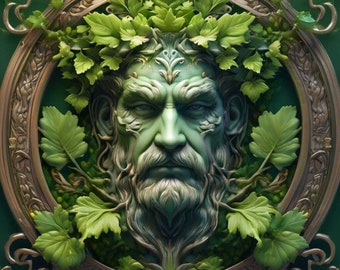 The Green Man Celtic Folklore Symbol Photographic Print - Stunning Celtic Themed Vintage Artwork