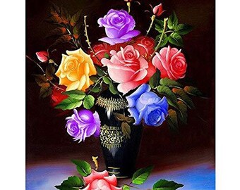 Colorful Roses Diamond Painting Kit: DIY Rhinestone Embroidery Art