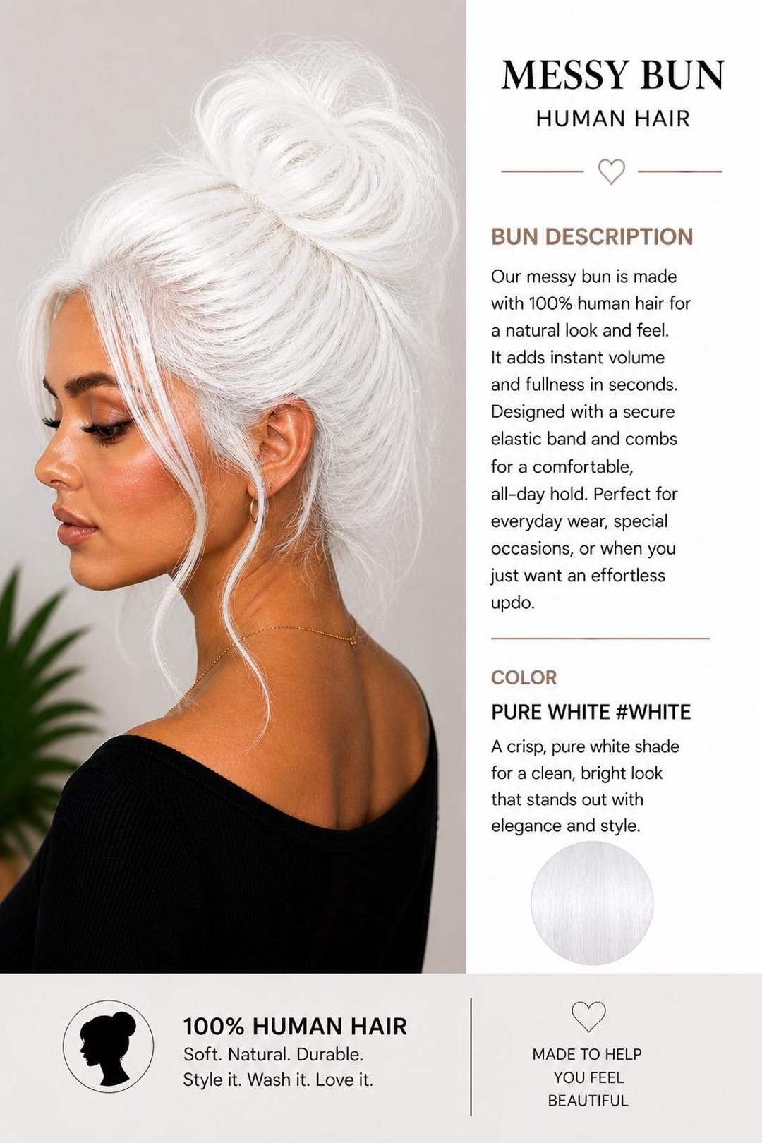 100% Human Hair Messy Bun Extension with Elastic Band for Natural Updos Amazon.com : TANJET Human Hair Bun Extension Scrunchies Wavy  main image 2