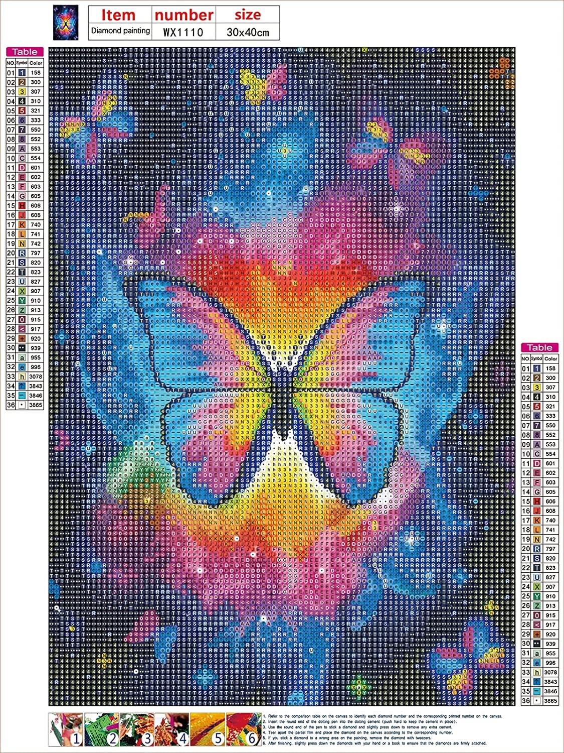 MXJSUA Rainbow Butterfly 5D Diamond Painting Kit - Special Shape Crystal Rhinestone, 30x30cm, DIY Art For Adults & Beginners - View #9