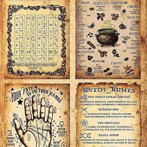 Witchcraft Knowledge Metal Sign: Kitchen Witchery, Palmistry, Witch Runes - Made in USA