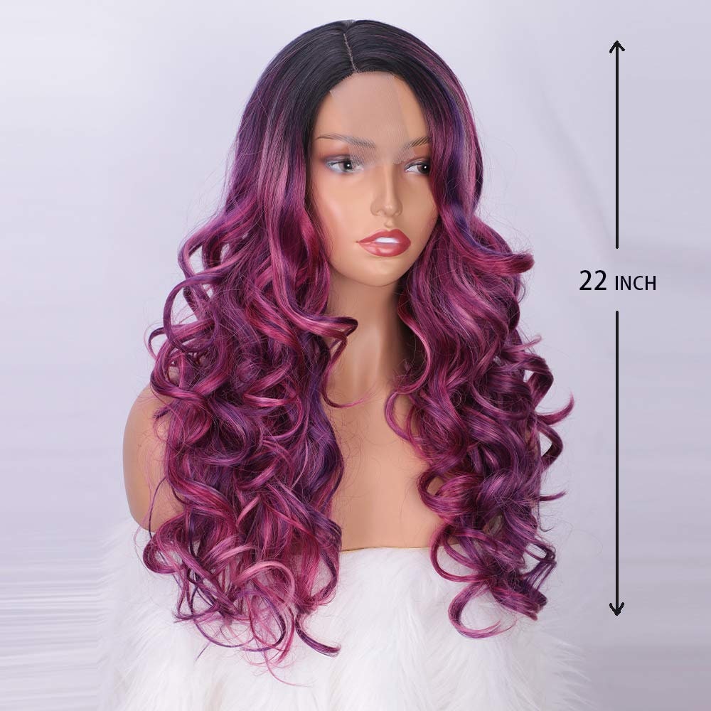 Ombre Purple Pink Wig: Hand-dyed 22 display picture 2