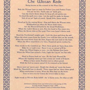 Wiccan Rede Poem Sign: Vintage Altar Display Art