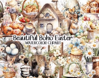 Beautiful Boho Easter Clipart PNG Digital Sublimation Clipart Use for Junk Journal Scrapbooks Wall decor etc