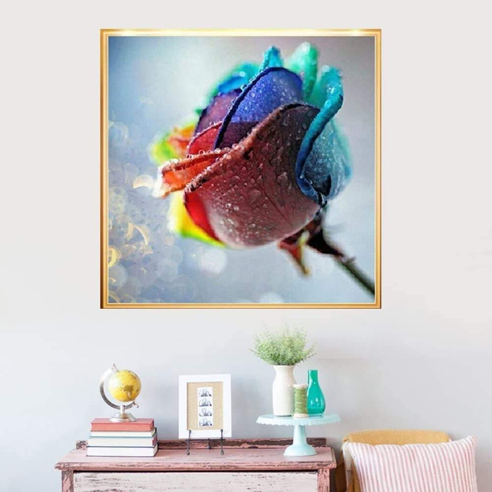 Rainbow Colored Rose Diamond Painting Lovely Design Embroidery House  Decorations