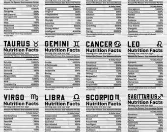 Zodiac Sign Nutrition Facts SVG Bundle