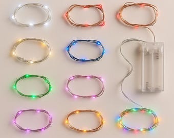 Battery Operated Fairy Lights: 7Ft 20 LED String - Multi Color Options
