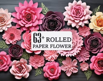 63 Paper Flower Templates SVG Bundle: DIY Floral Decor (Digital Download)