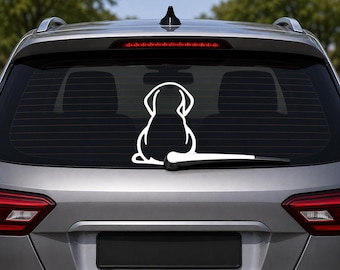 Wagging Dog Tail Car Decal: Rear Window Wiper Sticker