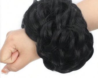 Extension Capelli Ricci Elailite – Scrunchies Coda Di Cavallo, Capelli Veri Folti, Dutt E Bun Updo (6 Pollici) - Foto 3