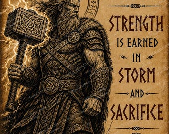 Viking Wall Art Bundle: Odin, Thor, Shieldmaiden (Digital Download)