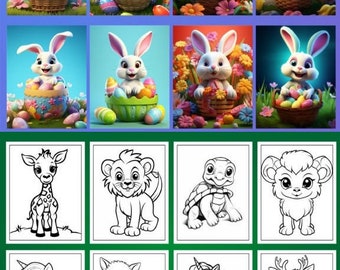 Cute Animal Happy Easter and Dot to Dot Easter Coloring Pages for Kids Massive Bundle of Child Activity Pages Keep Them Busy for HOURS!