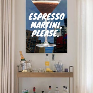 Chicago Soirée: Espresso Martini Bar Cart Print - Urban Elegance and Coffee Delights