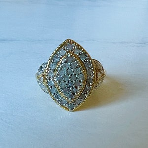 Fancy 14k Gold & Natural 1/4 Carat Diamond Cluster Marquise Vintage Estate Ring- Stunning, Brilliant; Perfect for Engagement, Holiday