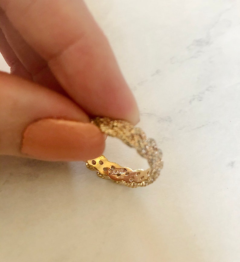 Vintage Gold Antique Cocktail Ring Circa 1960s in Braided Rope Motif Gold-Coated Ring Perfect for Layering w other Mixed-Material Pieces