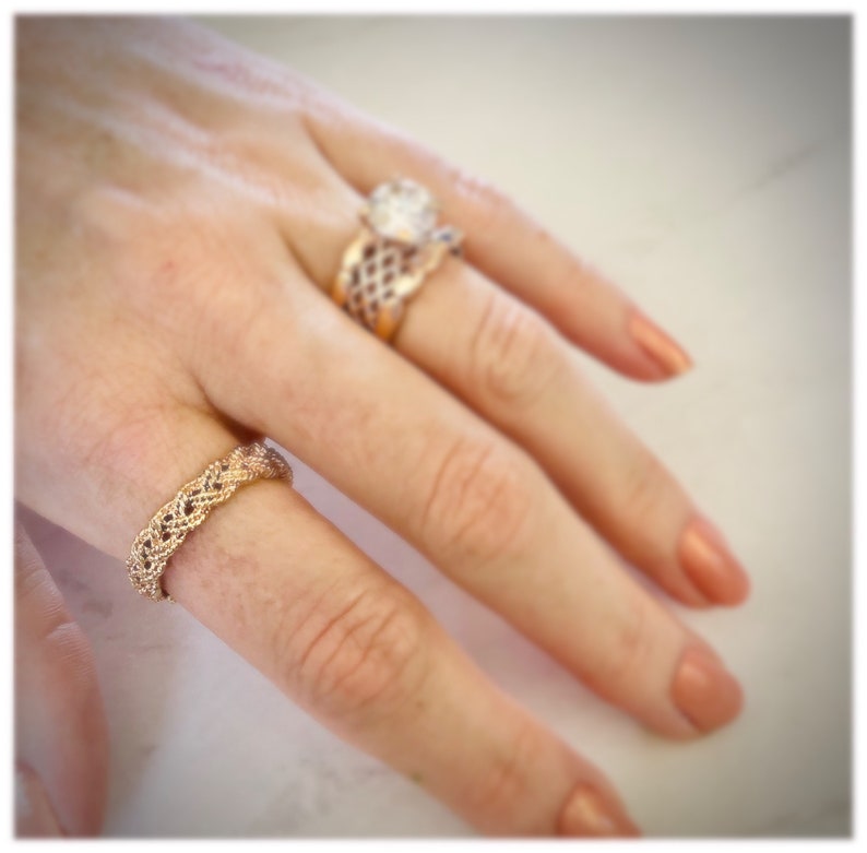Vintage Gold Antique Cocktail Ring Circa 1960s in Braided Rope Motif Gold-Coated Ring Perfect for Layering w other Mixed-Material Pieces