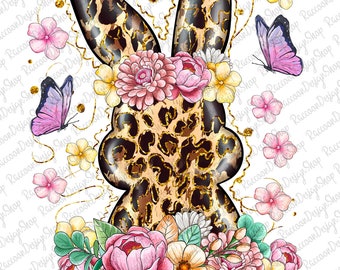 Leopard Bunny Png, Sublimation Design, Easter Day Png, Easter Sublimation Png,Easter Cross Png, Leopard Bunny Png, Digital Download