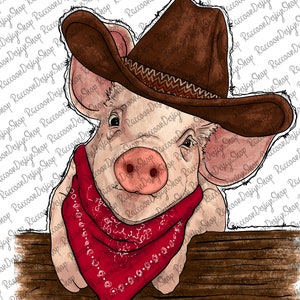 Cowboy Pig PNG, Cute Pig Sublimation Designs,Funny Pig Clipart, Pig Png, Pig Farmer Png, Farmer Design, Sublimation Design, Cowboy Png