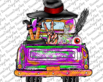 Sublimacja ciężarówki na Halloween PNG, Cukierek albo psikus, Halloween, Czarownica, Sublimacja na Halloween, Pobieranie projektów sublimacji